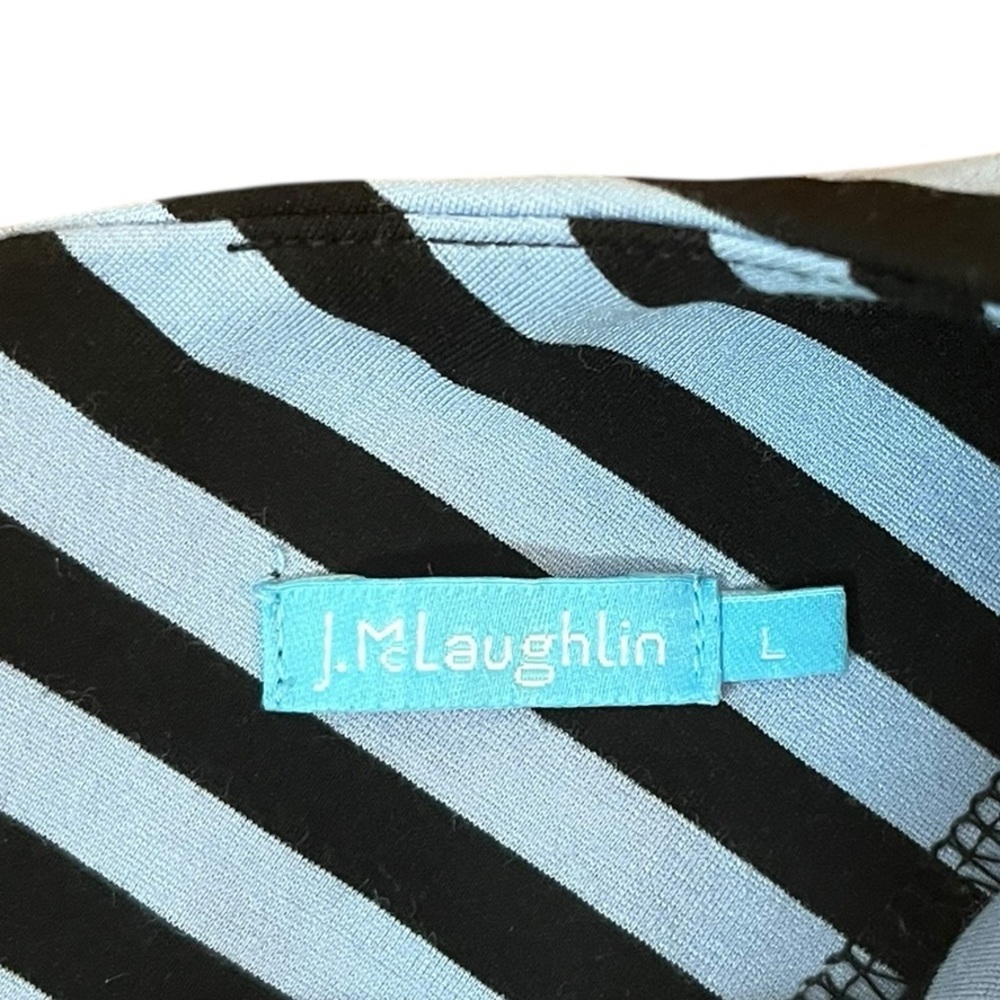 J. McLaughlin Women’s Striped V-Neck Blue and Navy Stripe Sleeveless Dress, L - Picture 7 of 8